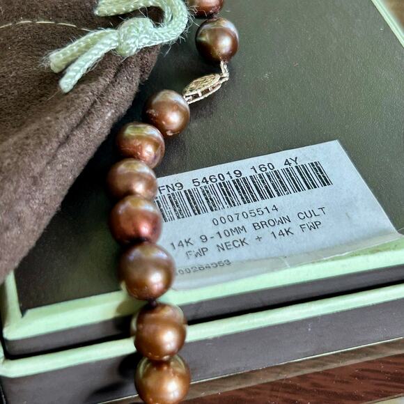 14K Brown Cultured Freshwater Pearl Necklace w/ Box & Pouch Ross-Simons - Picture 7 of 13